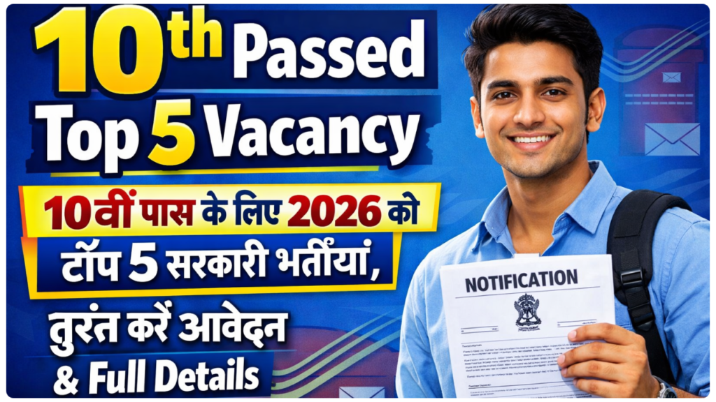 10th Passed Top 5 Vacancy 2026: 10वीं पास के लिए 2026 की टॉप 5 सरकारी भर्तियां, तुरंत करें आवेदन & Full Details