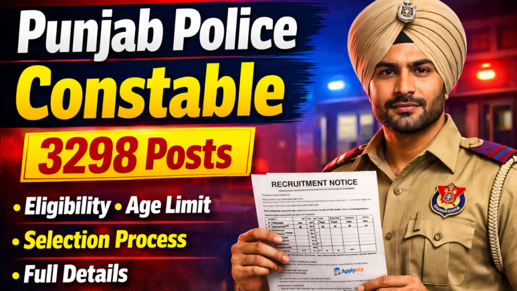 Punjab Police Constable Recruitment 2026: Apply Online for 3298 Posts, Eligibility, Age Limit, Selection Process, Full Details